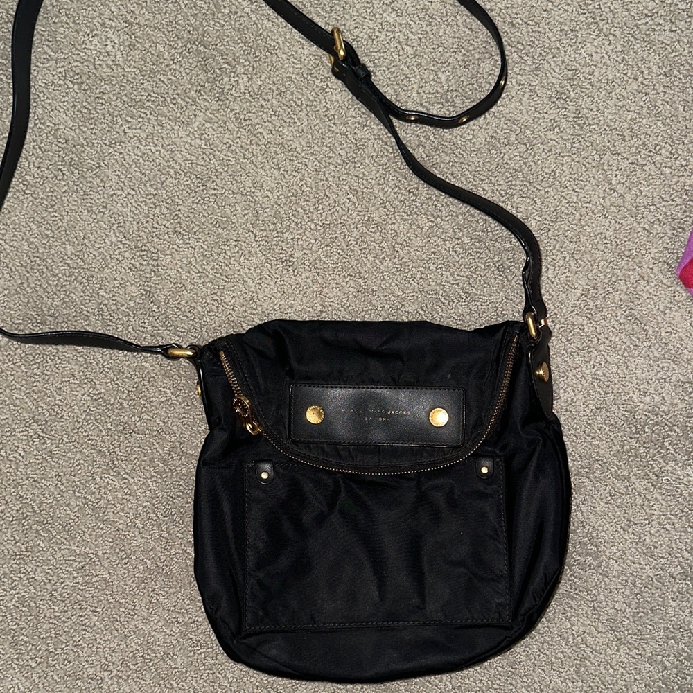 Marc Jacobs Black Crossbody Bag with Gold Details